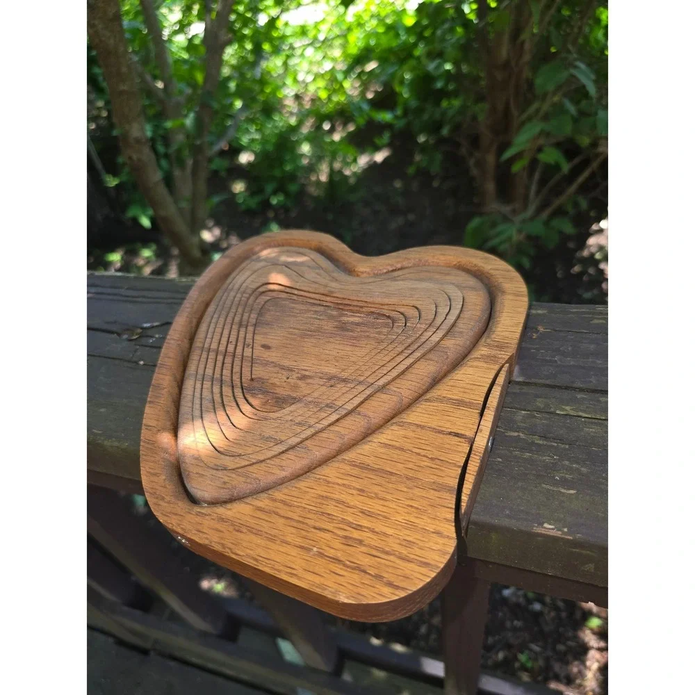 Vintage Collapsible‎ Wooden Heart Basket Fold Out Trivet Bowl Boho Decor